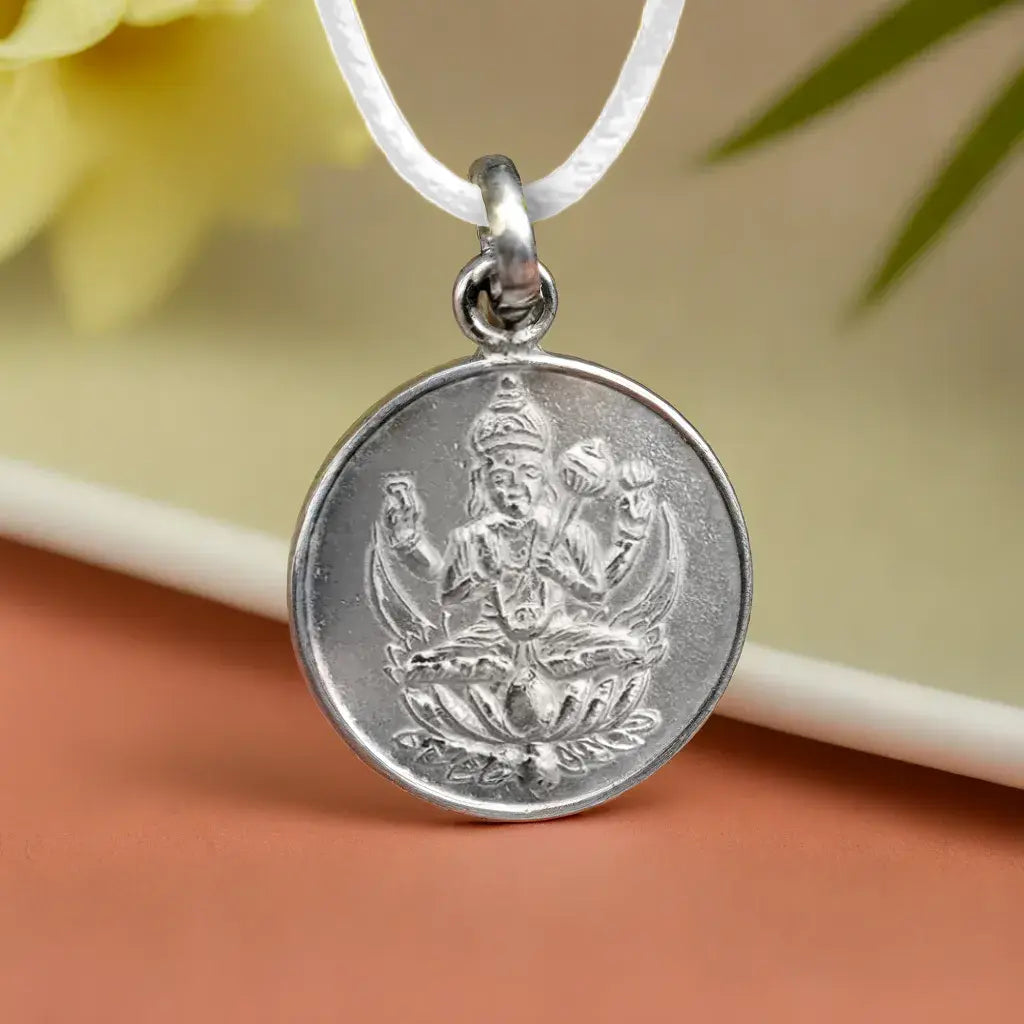 Chandra (Moon) Yantra Silver Locket (With Thread)