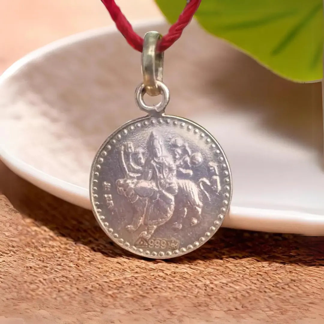 Durga Bisa Yantra Silver Locket (With Thread)