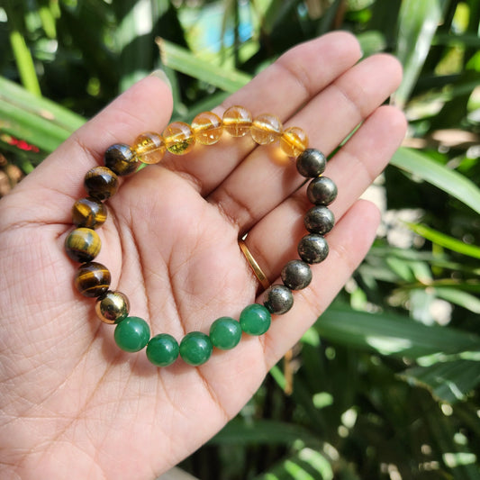 Money Magnet Bracelet Green Aventurine, Citrine, Tiger Eye, Pyrite