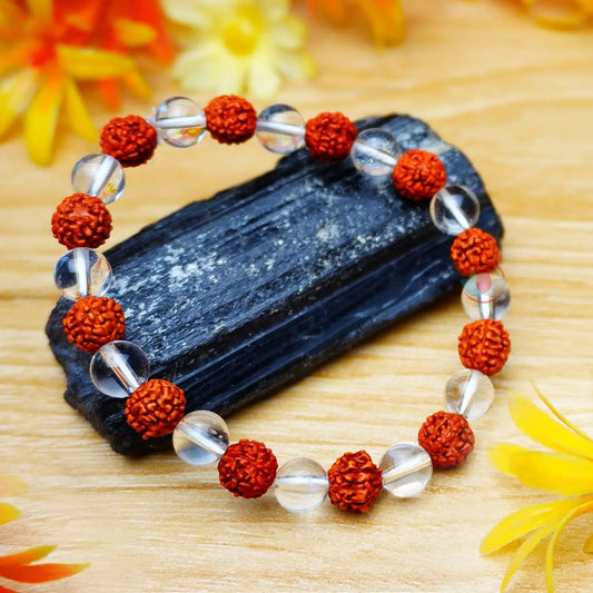 Rudraksha and Crystal Bracelet