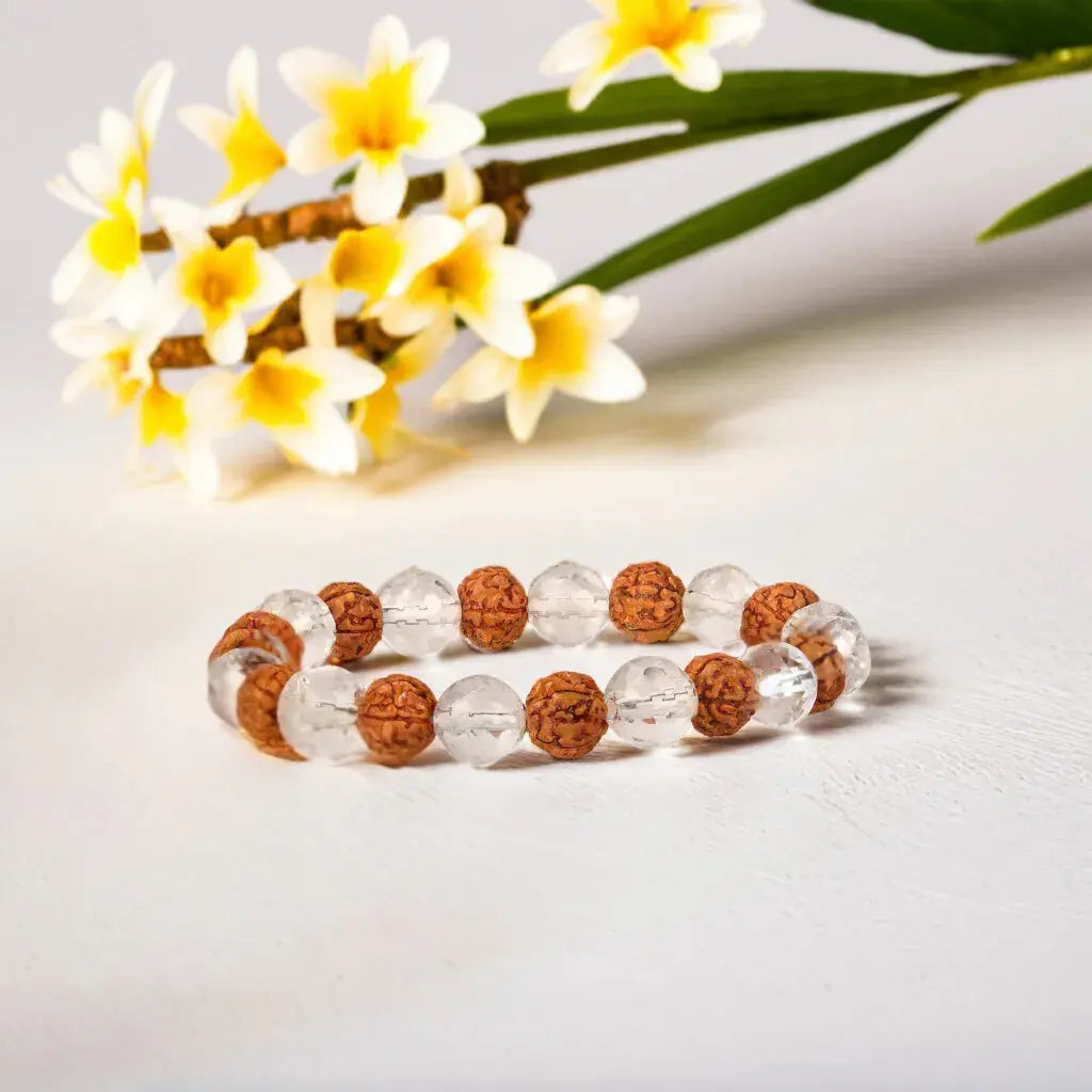 Rudraksha and Crystal Bracelet