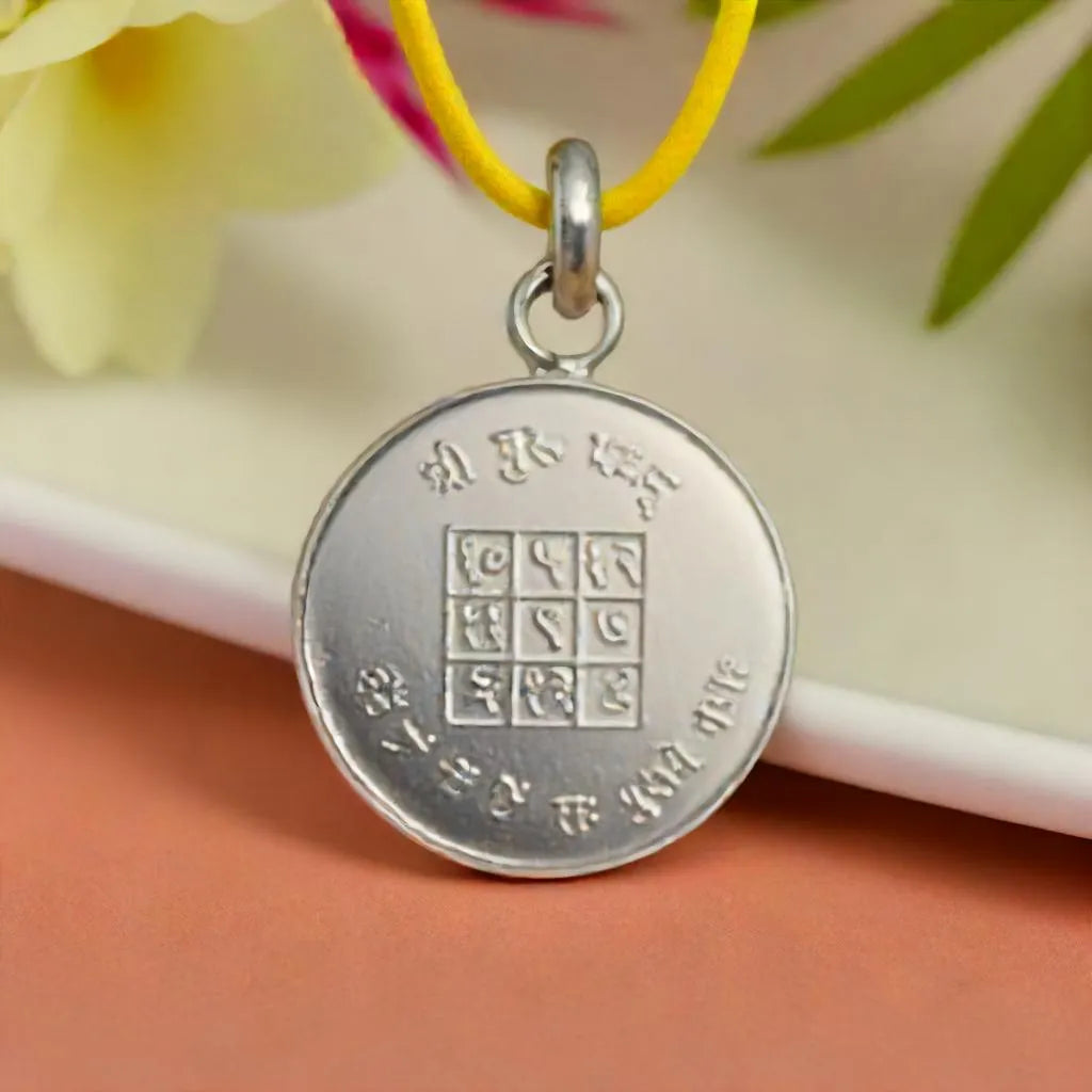 Shri Guru Yantra Silver Locket (With Thread)
