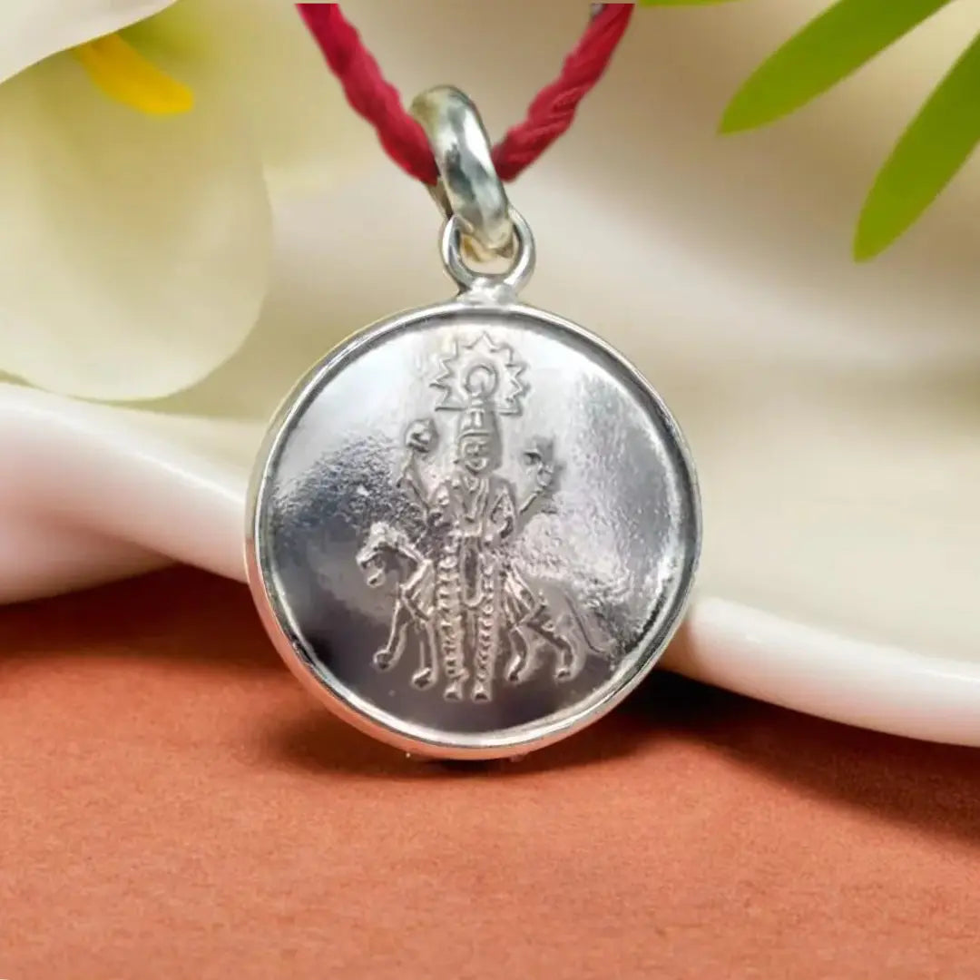 Shri Rahu Yantra Silver Locket (With Thread)