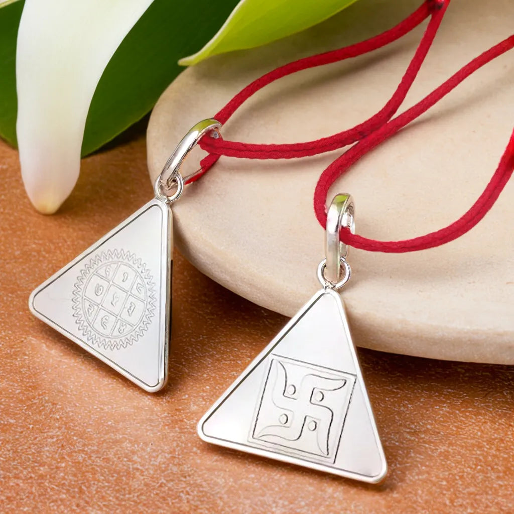 Surya Yantra Silver Locket (Triangle) (With Thread)