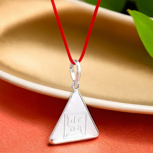 Surya Yantra Silver Locket (Triangle) (With Thread)