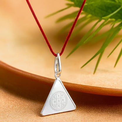 Surya Yantra Silver Locket (Triangle) (With Thread)