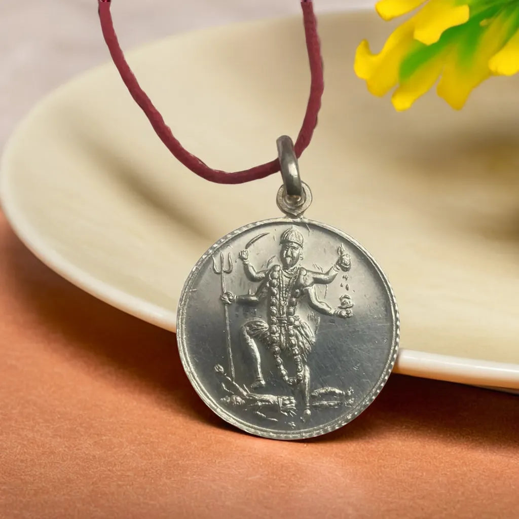 Shri Kali Yantra Silver Locket (With Thread) | Pure SIlver
