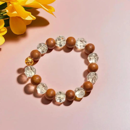 Wood Crystal Bracelet Diamond Cut 8mm